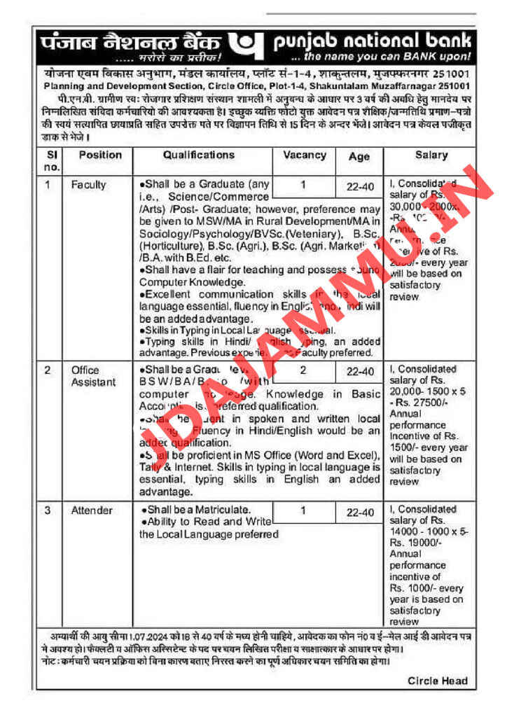 Punjab National Bank Vacancy Notification JDAJAMMU.IN