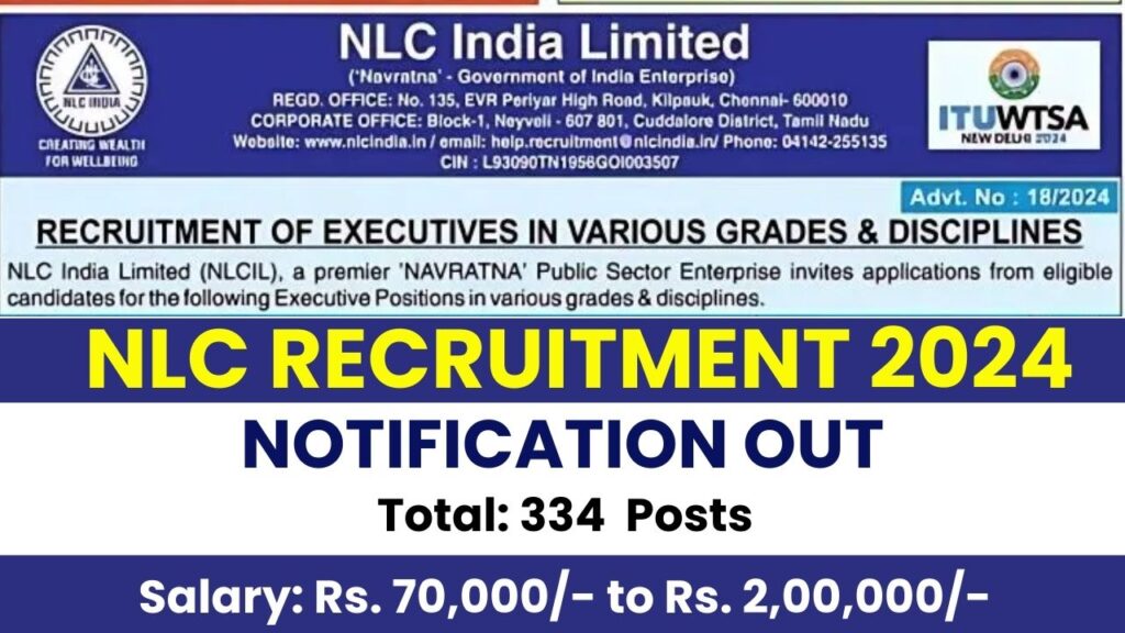 NLC Recruitment 2024 Notification Out