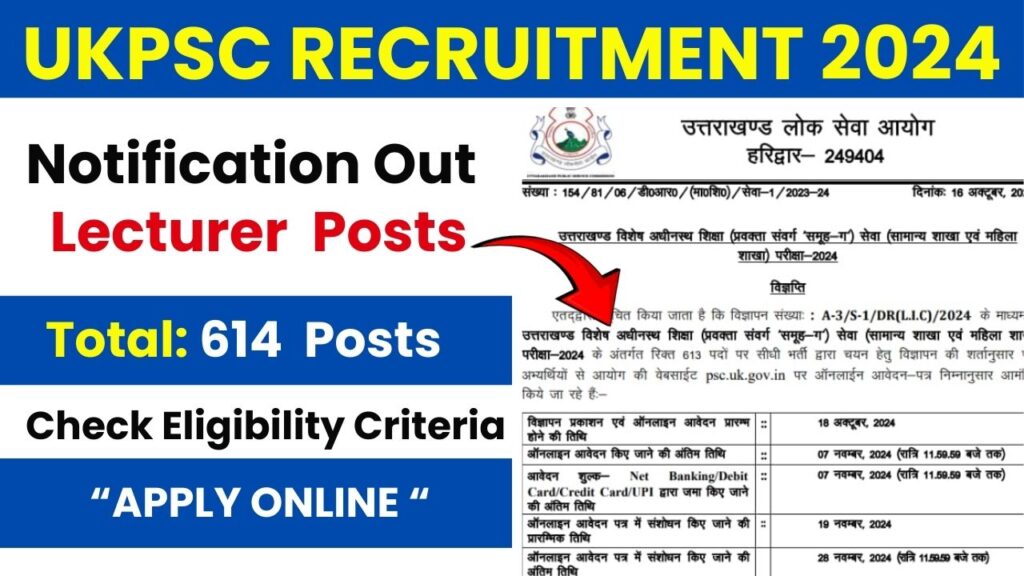 UKPSC Lecturer Recruitment 2024