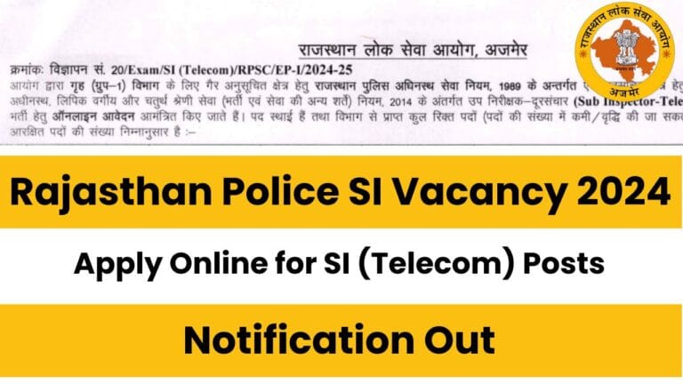 RPSC Rajasthan Police SI Recruitment 2024