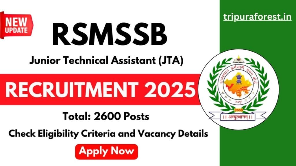 RSMSSB JTA Recruitment 2025 Apply for 2,600 Junior Technical Assistant Posts, Online Form