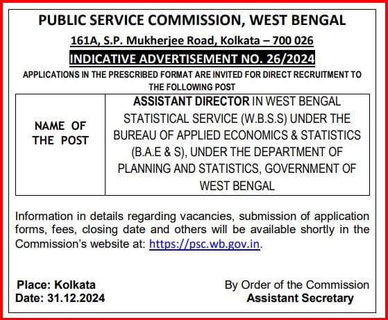 WBPSC Assistant Director Notification