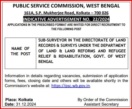 WBPSC Sub-surveyor Notification